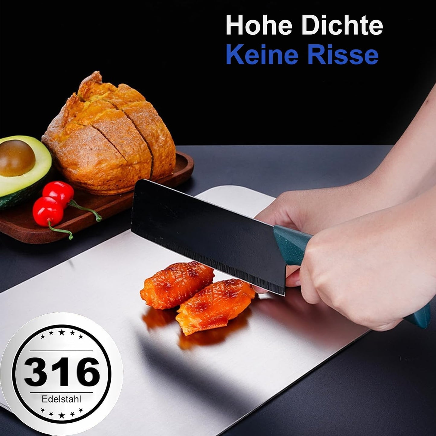 Titan cutting board, 100% stainless steel 316 cutting board, 2025 Antibacterial Double-sided Food Grade Titanium Cutting Board, kitchen board breakfast board dishwasher safe (29 * 20cm)