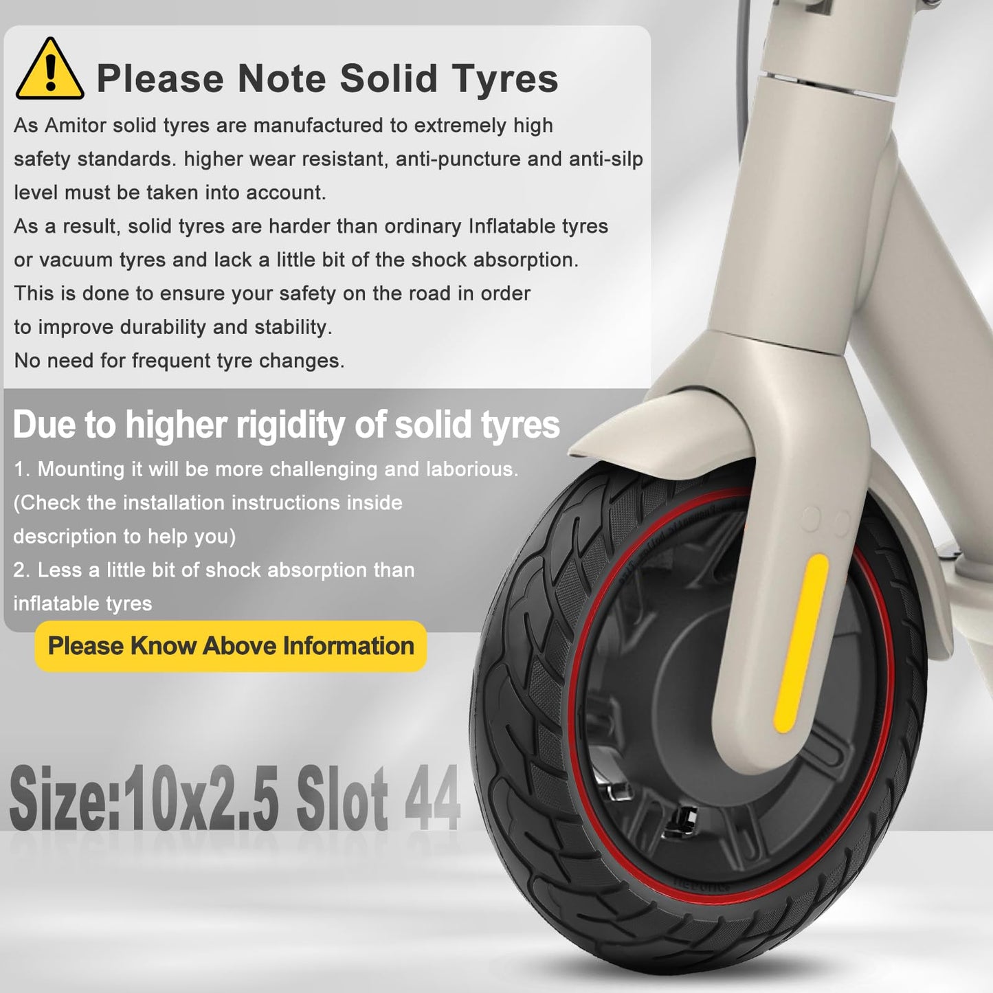 Amitor solid tires 10x2.5-6.5 for Ninebot MAX G30 G30P G30LP, 10 inch solid rubber scooter puncture-proof, E scooter Honeycomb 60/70-6.5 tires solid rubber anti-slip & wear-resistant (Slot 44), 2PCS