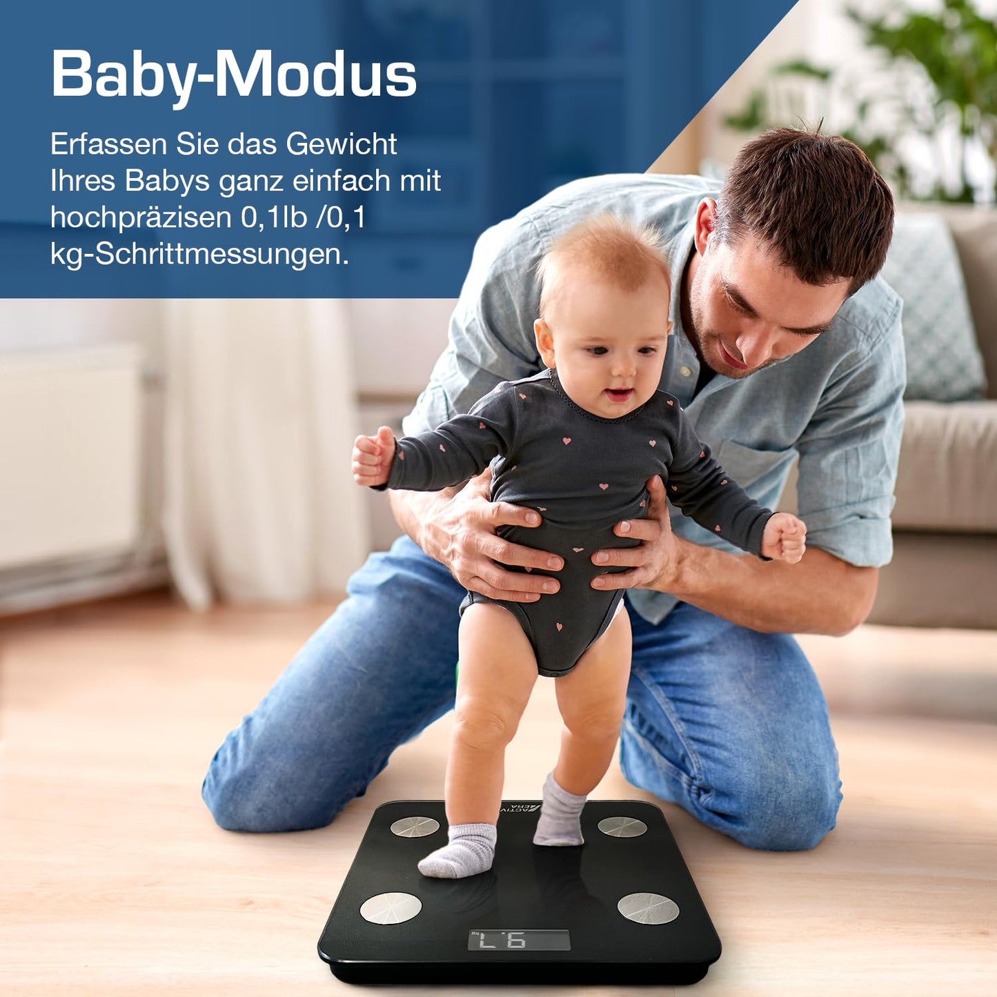 Active Era Body Fat Scale - Digital Bathroom Scale with App - Smart Bluetooth Scale for Body Analysis - Body Fat, BMI, Weight (max. 180 kg), Muscle Mass, Water, Protein, Bone Weight - Black