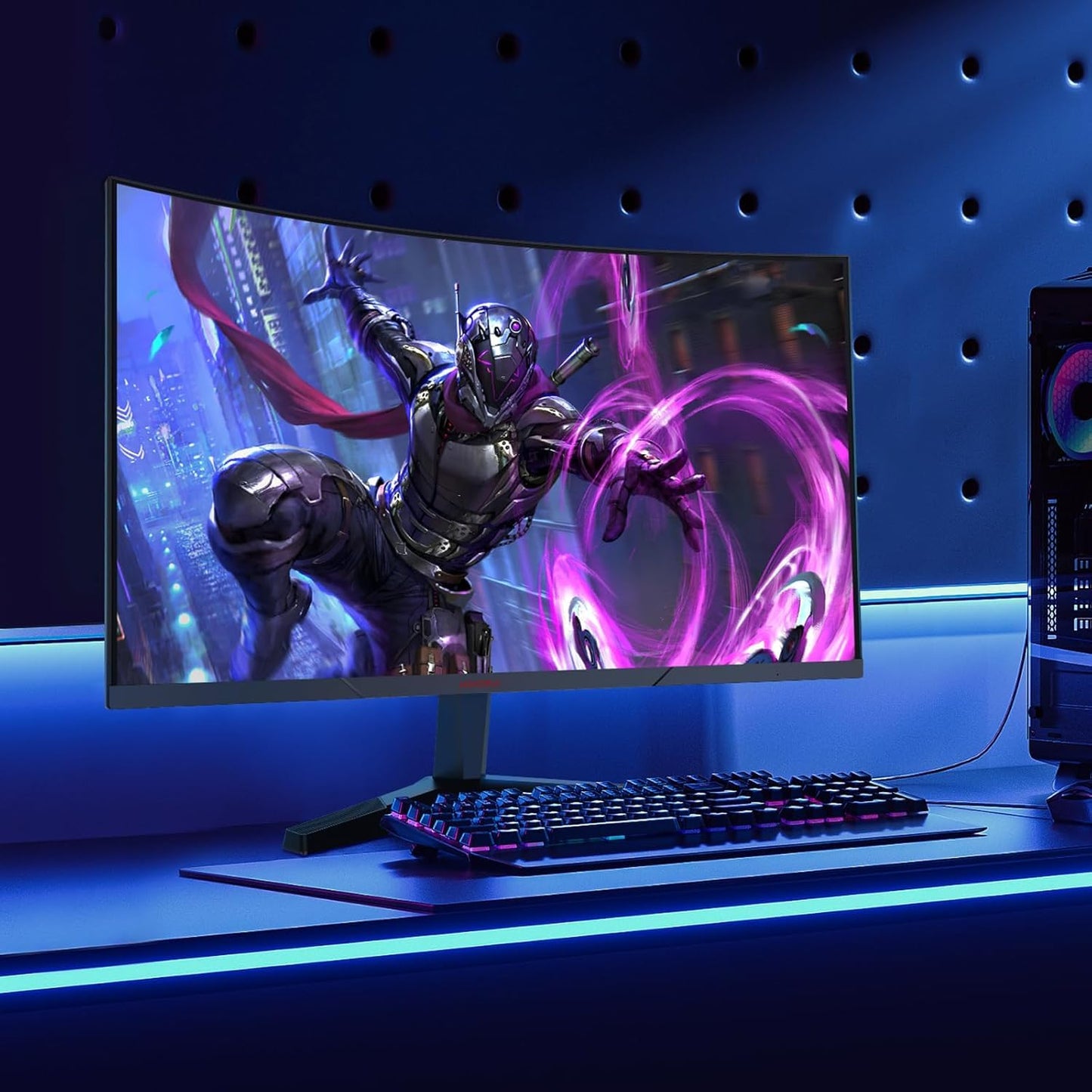 KOORUI 24-inch Curved Gaming Monitor, 1ms 180Hz FHD PC Screen 1500R, Adaptive Sync VESA 100x100mm HDMI 2.0/DP 1.2, Black 24E6CA
