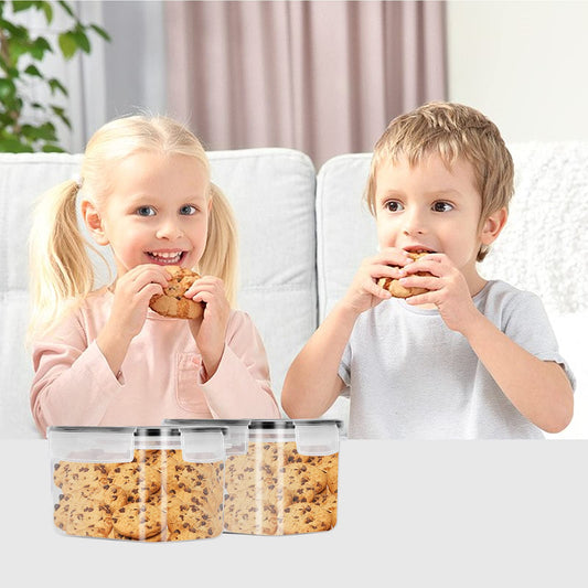 Baozun airtight food storage containers 8-piece set, kitchen storage box with plastic lids, cereal container for grains, flour, cereal (2.8L/2L/1.4L/0.8L)*2