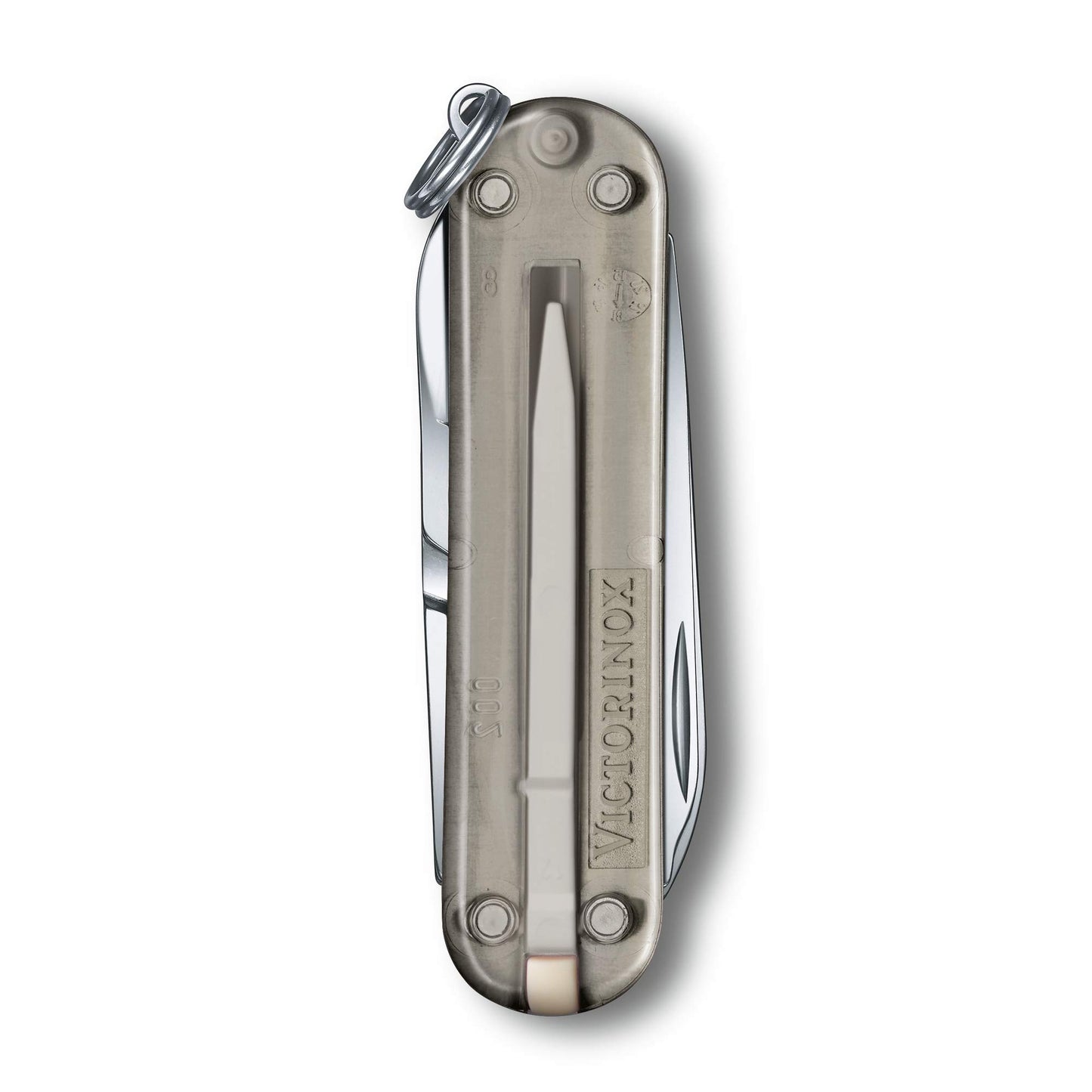 Victorinox Swiss Army Knife, Small, Classic SD, Multitool, Gift, 7 Functions, Blade, Nail File, Gray Transparent