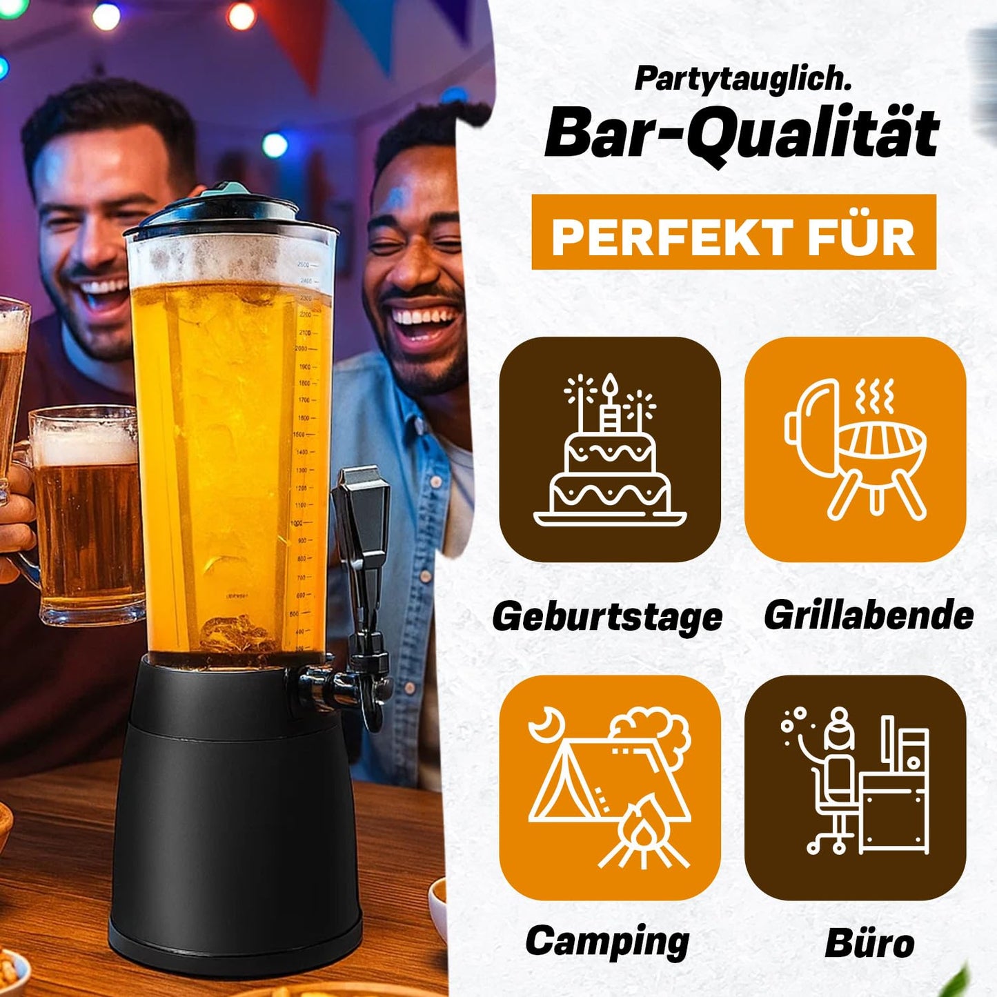 4.0L beer column tap tower cult beer tower drink column beverage dispenser beverage column with 1.3L ice cooling (black)