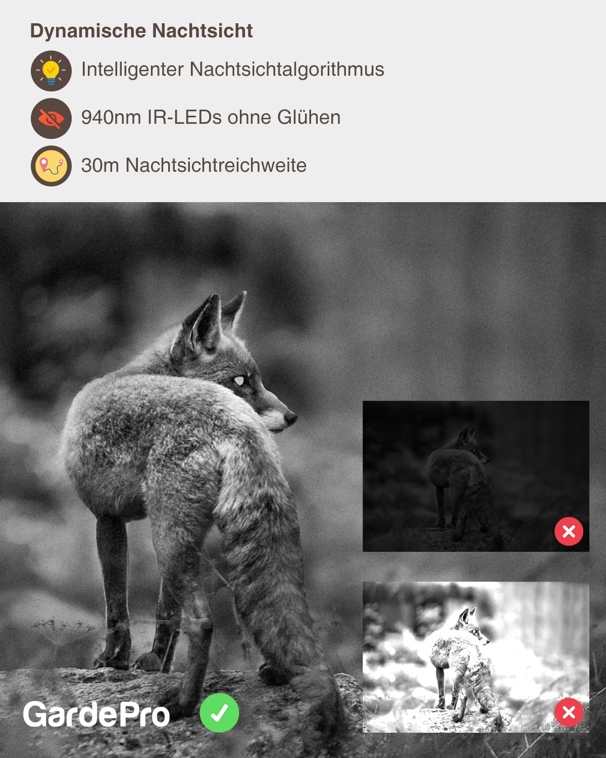 GardePro A5 trail camera 64MP 1296P H.264 video, wildlife camera with motion detector night vision up to 30m, no-glow infrared wildlife camera outdoor waterproof animal camera