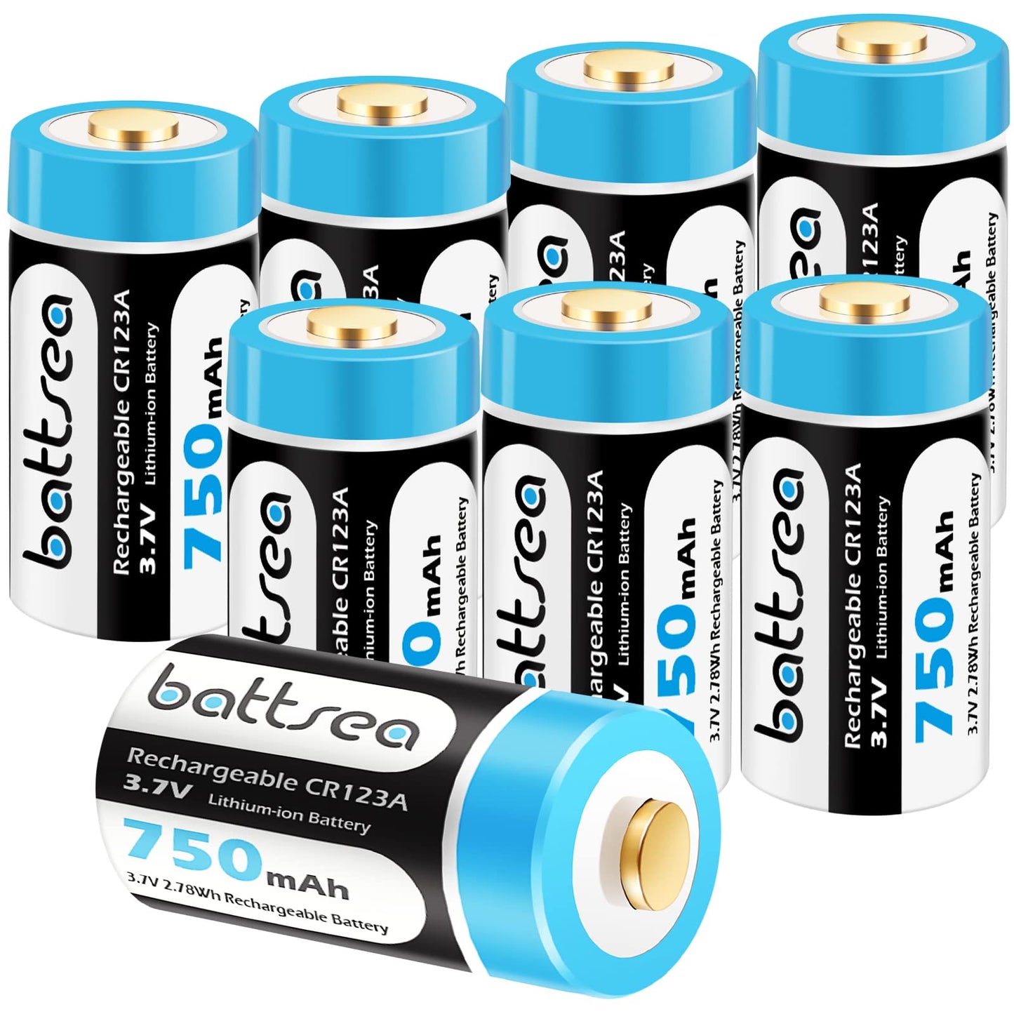 Battsea 123A rechargeable lithium battery 8 pack 750mAh with quick charger 123 for Compatible with Arlo camera VMC3030 VMK3200 VMS3330 VMS3330 VMS3330 flashlights microphone smoke detector