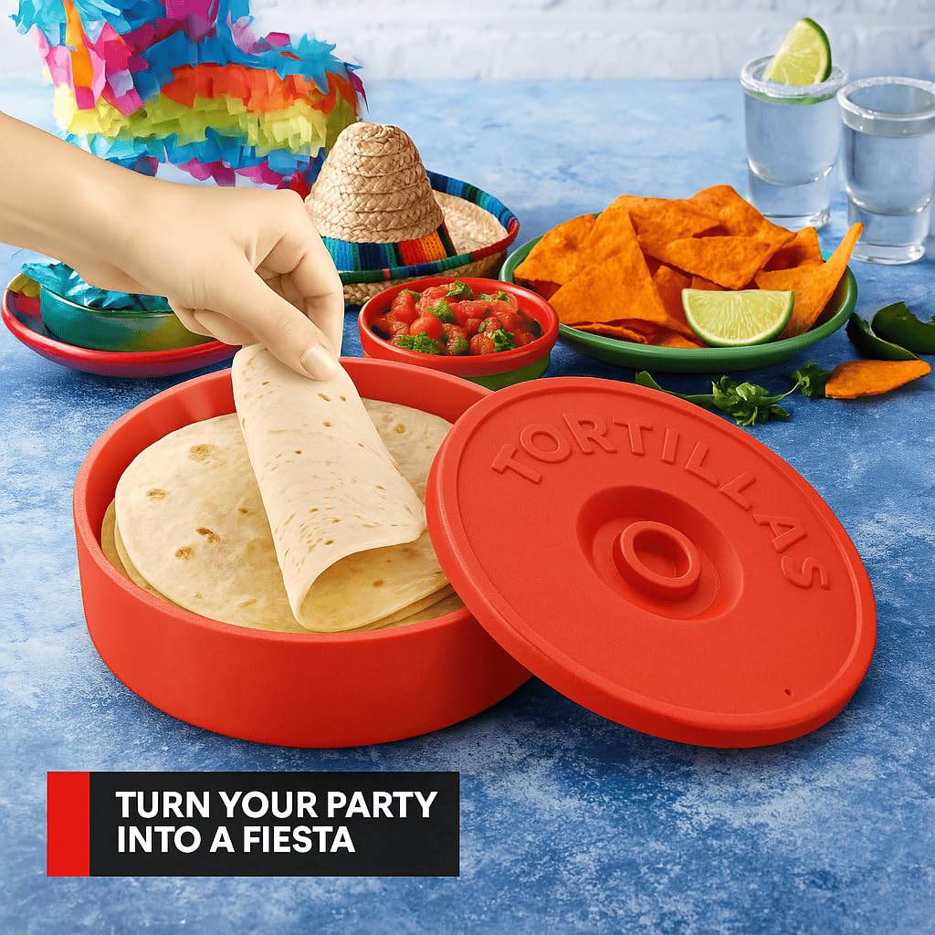 A TODA LECHE - Tortilla Warmer - Mexican tortilla holder for keeping tortillas warm - Quesadillas - Mexican Tacos - 22 cm