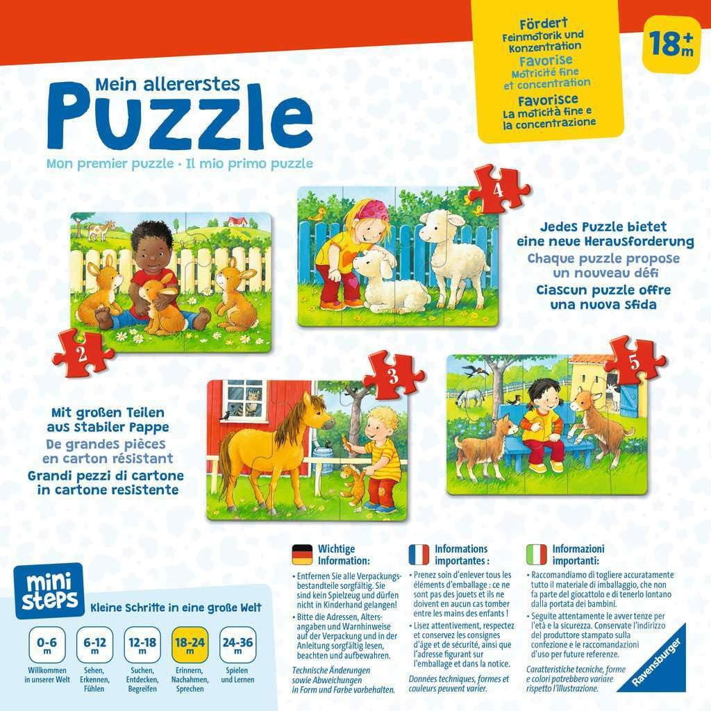 Ravensburger ministeps 4169 My Very First Puzzle: Petting Zoo - 4 first puzzles with 2-5 pieces, toy for 18 months +