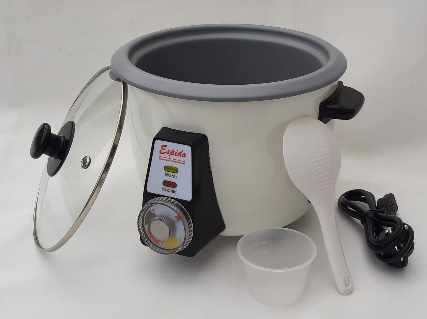 Persian rice cooker with Tahdig rice cake Tadig rice crust (3-5 people - 1.2 L - 500 Watts - RCG30T), Exterior: White/Pot: Grey