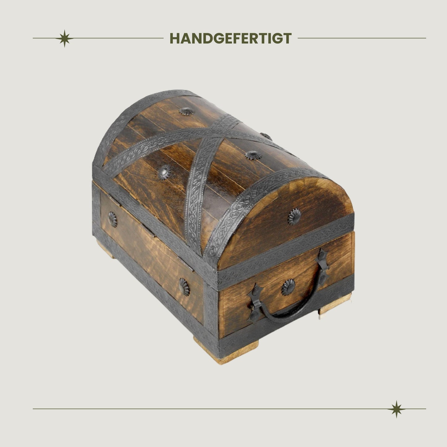 Brynnberg Pirate Treasure Chest - Brown Wooden Trunk - Handcrafted Vintage with Lock 28x20x20cm - the perfect gift (large with lock) - Wooden treasure chests