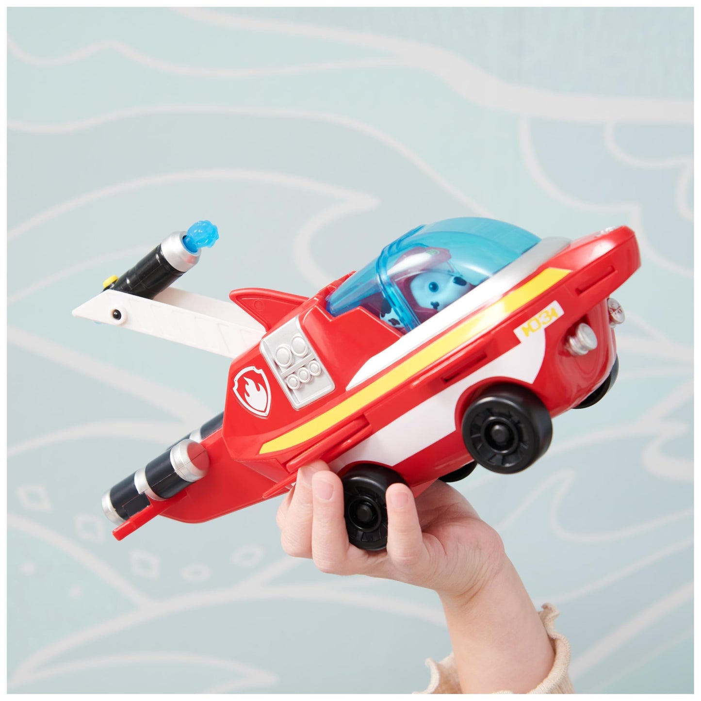 PAW Patrol, Aqua Pups - Base vehicle toy car in dolphin design with Marshall puppy figure, suitable for children aged 3 and up.