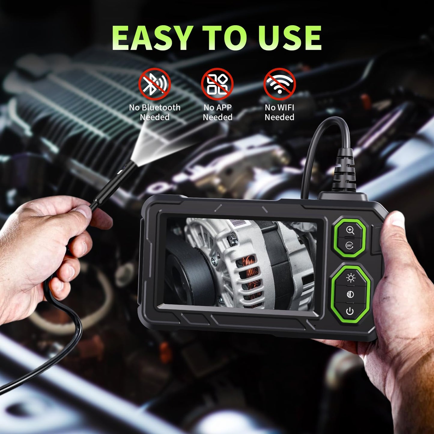 Dual Lens Endoscope Camera 10M, Hopefox 1080P HD Digital Endoscope with 4.3-inch IPS Screen, IP67 Waterproof Tube Camera with 8+1 adjustable LEDs, 8mm Snake Camera Inspection Camera
