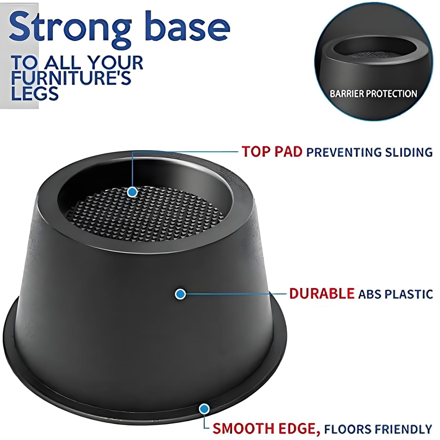 tonchean furniture riser set, bed riser with 10cm height, table riser, chair riser. 3-inch diameter elephant foot bed riser.