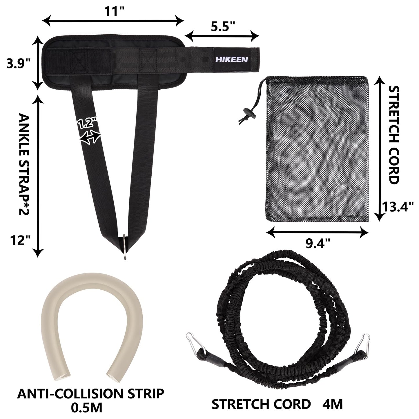 BOOSTEADY Swimming Belt for Pool with Ankle Straps for Swimming Anti-collision Strips Storage Mesh Bag, 3.6M Adjustable Swim Resistance Belt Kit Swim Aid Swim Trainer for Adults