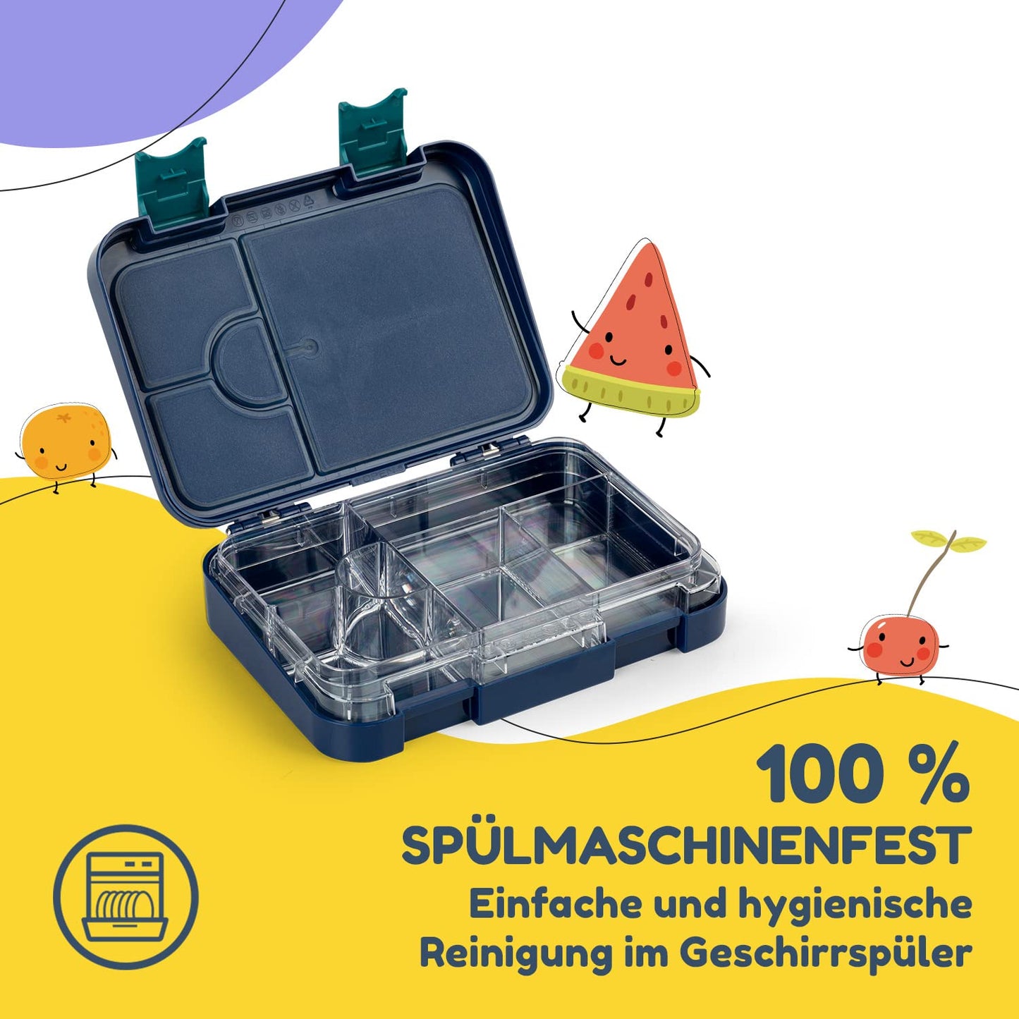 Smunchies Junior lunch box for kids with compartments, colorful, divided & leak-proof, BPA-free lunchbox for daycare, bento box, secure snack box