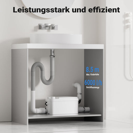 XPOtool 3/1 small lifting system 250W with 3 inlets, lifting system up to 8.5m height, wastewater lifting system for toilet and shower, compact sewage lifting system