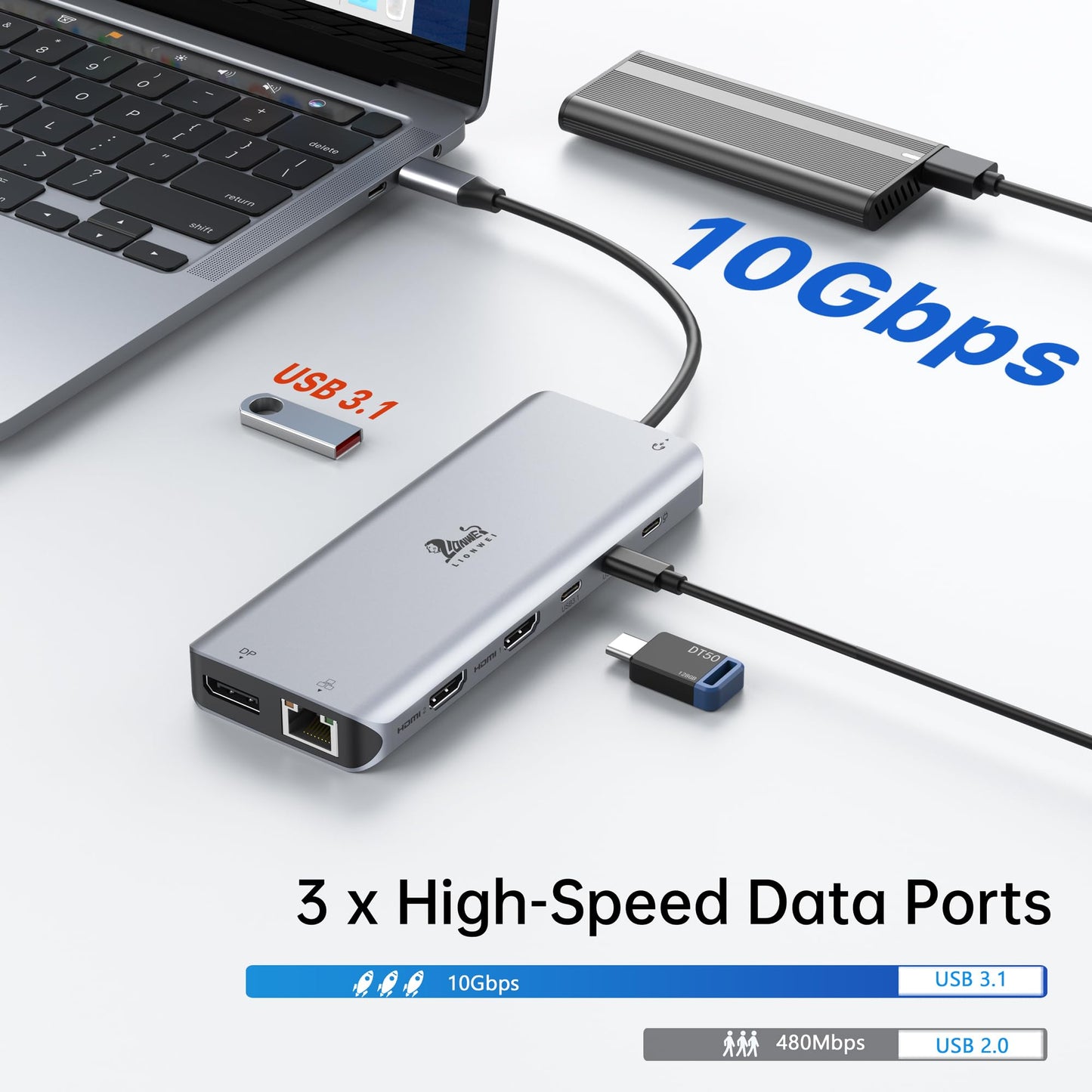 USB C Docking Station Dual Monitor Dock for Laptop 13 in 1 USB C Hub Triple Display with 2 HDMI, DisplayPort, 5 USB C/A, Ethernet, 100W PD, SD/TF, Audio/Mic for Dell HP Surface