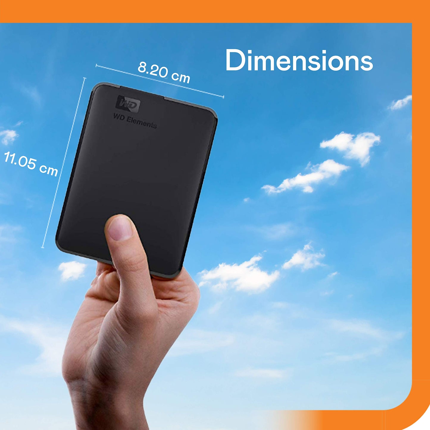 WD Elements Portable external hard drive 2TB (portable storage, USB 3.0 interface, plug-and-play, formatted for Windows) Black