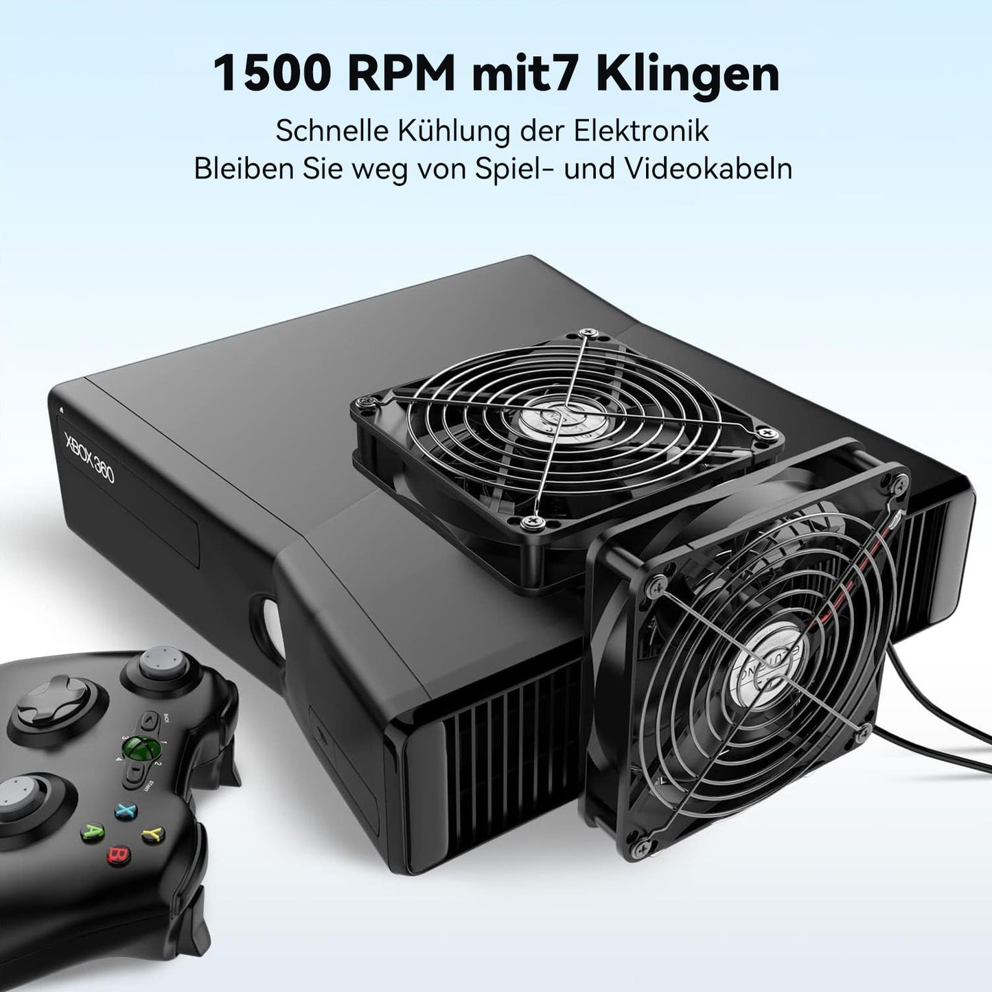 ELUTENG 2 in 1 USB fan 140mm 5V, double USB PC fan USB computer PC fan 140mm housing fan with 3 adjustable speeds for PS4/laptop/TV box/AV cabinet/router