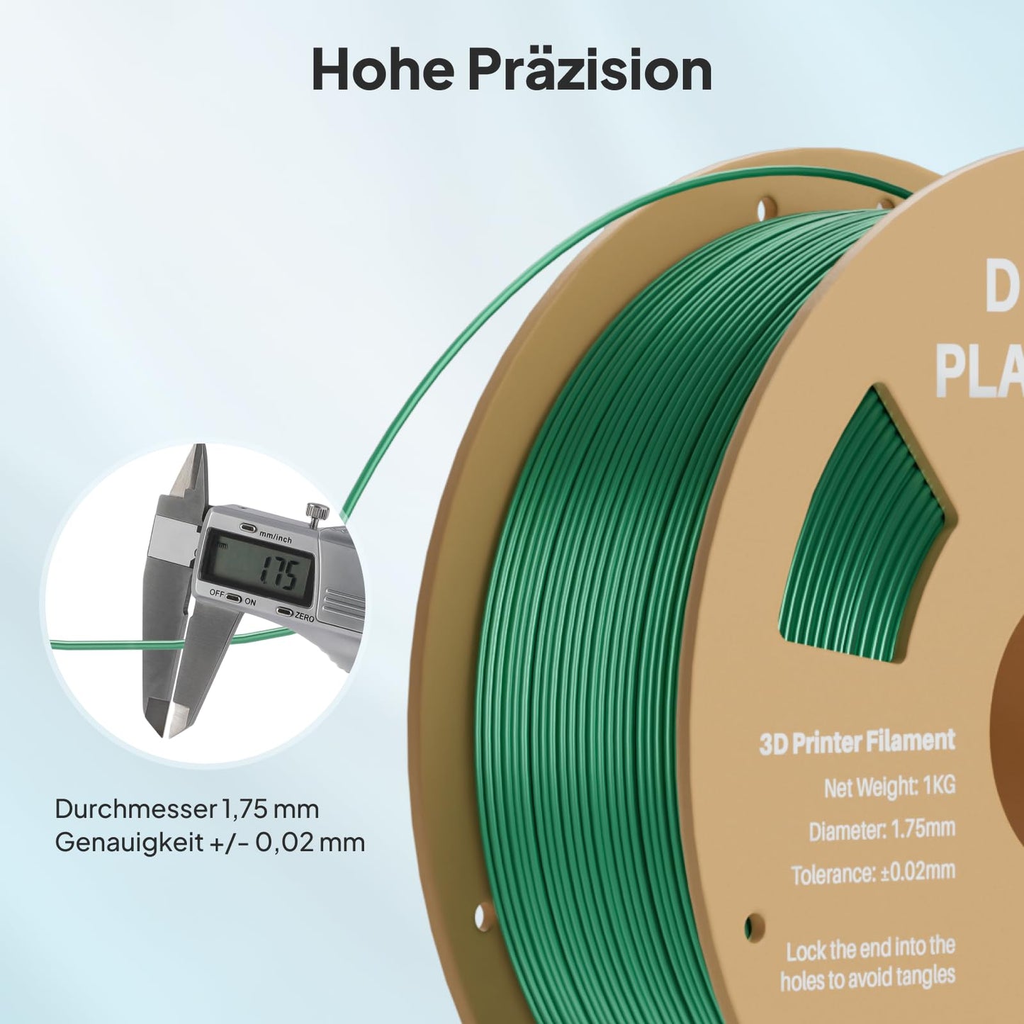 DEEPLEE Silk PLA Filament, Shiny Silk 3D Printer Filament 1.75mm, Multicolor Filament PLA, Dimensional Accuracy +/- 0.02mm, 1kg (2.2lb) Spool, Mint Green 1KG