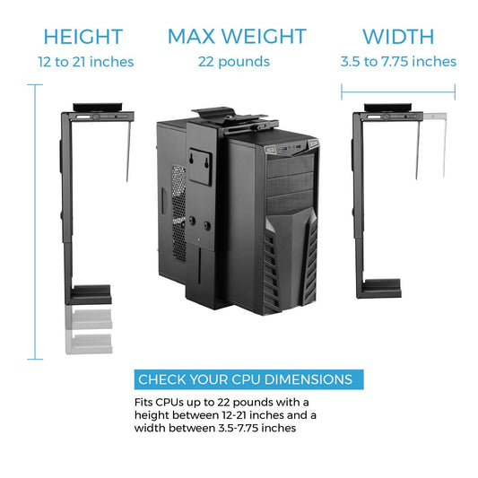 HumanCentric Adjustable PC Mount and CPU Holder, PC mount under desk, computer mount, fits most PC or computer cases, tower mount, PC under desk mount