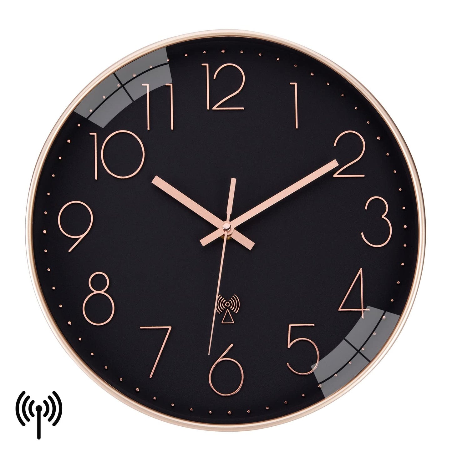 VIVILINEN Silent Wall Clock Modern Atomic Clock Non-Ticking Decorative Clock for Living Room Bedroom Office Kitchen 30x30cm/12 inches