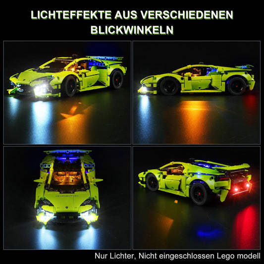 Cooldac LED Light Kit Compatible with Lego 42161 Lamborghini Huracán Technic, Creative Decorative Lights Set Compatible with Lego Technic 42161 Lamborghini Huracan Building Blocks Model.