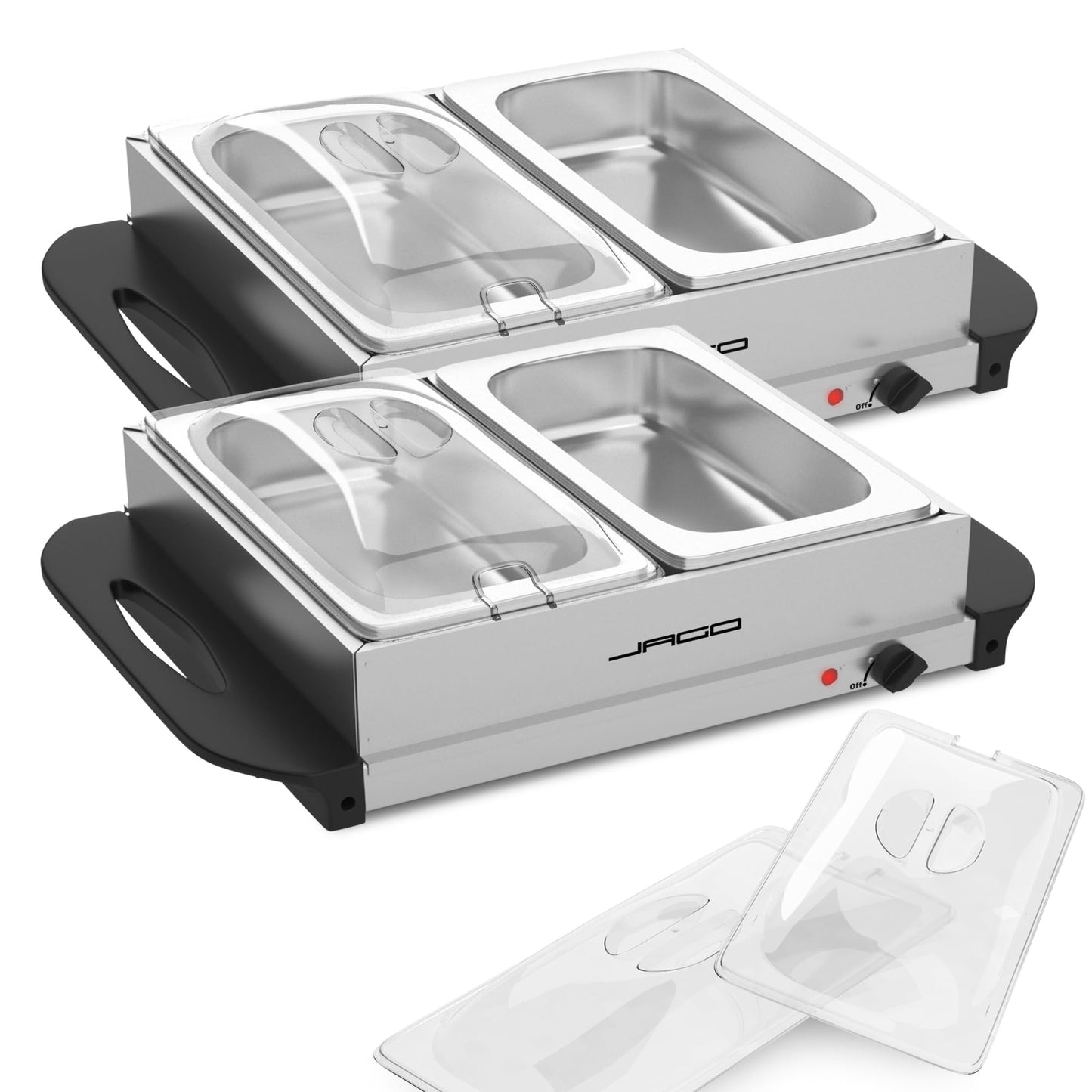 Jago® Buffet Warmer - electric with hot plate function, temperature control, stainless steel - food warmer, food warmer plate, food warmer container