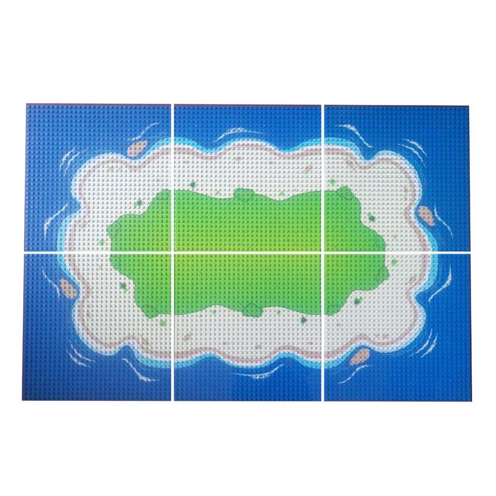 Modbrix Building Blocks Island 6 x Baseplate Island Plate Set 32 x 32 Stud Building Plate, 25.5 x 25.5 cm