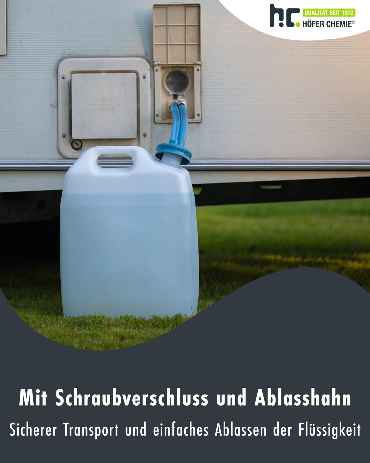 Höfer Chemie 2 x 10 L Water Canister Set White - BPA-free & Food-safe - Ideal camping accessory for liquids - With drain tap & screw cap
