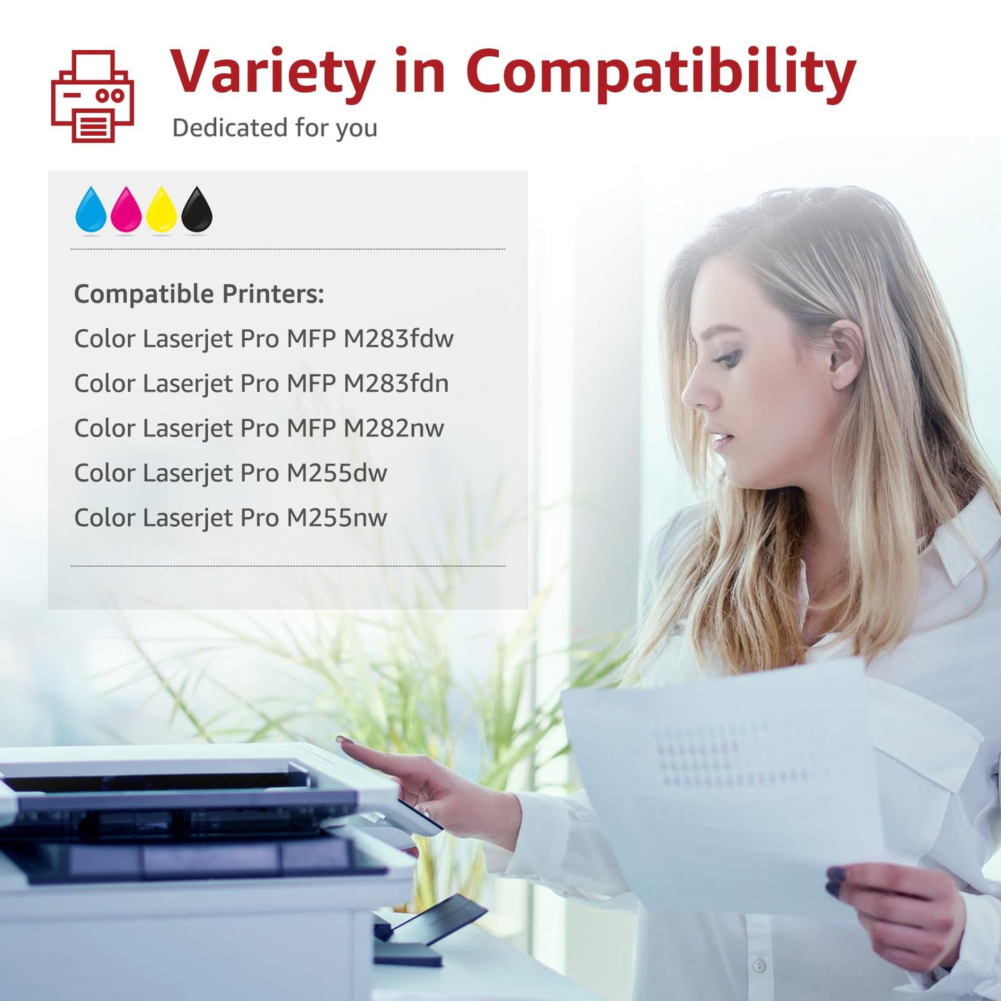OFFICE HELPER 4-pack 207A (W2210A) toner compatible with HP Color Laserjet Pro MFP M283fdw, M283fdn, M255dw, M255nw, M282nw, W2210X (no chip)