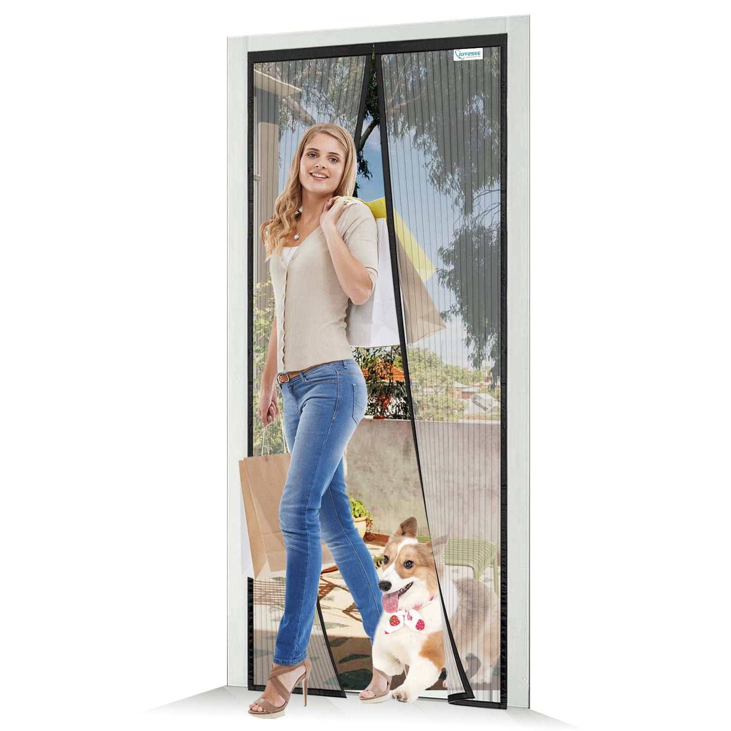 JOY2SEE Fly Screen Balcony Door Magnet 140x200cm, Updated Version Fly Screen Door, Black Magnetic Curtain Insect Protection, No Drilling