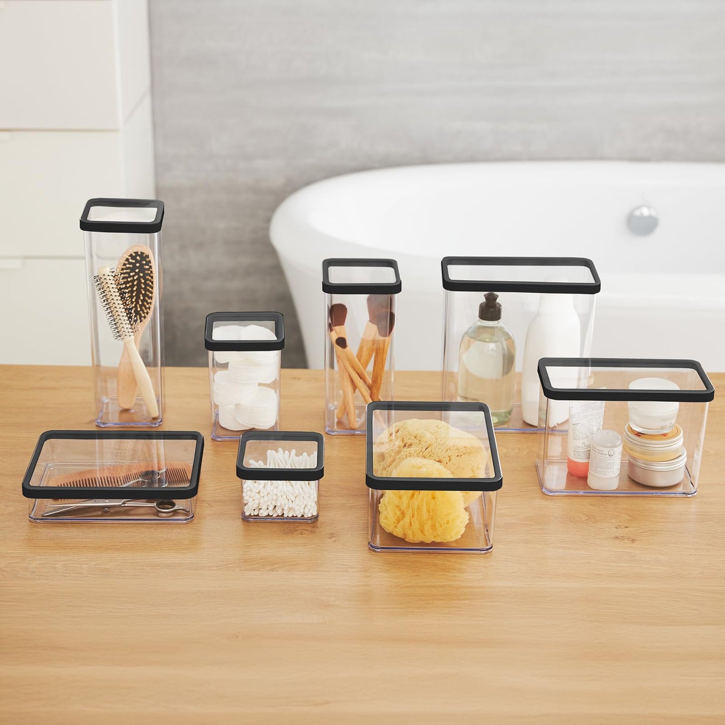 Rotho Loft Set Storage Containers 5 pcs. LOFT, plastic (PP) BPA-free, transparent, (32.3 x 22.3 x 16.6 cm)