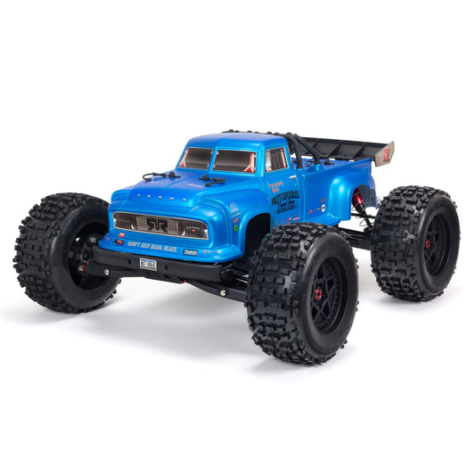 ARRMA 1/8 Notorious 6S V5 4WD BLX Stunt RC Truck with Spektrum Firm RTR (transmitter and receiver included, batteries and charger required), blue, ARA8611V5T2