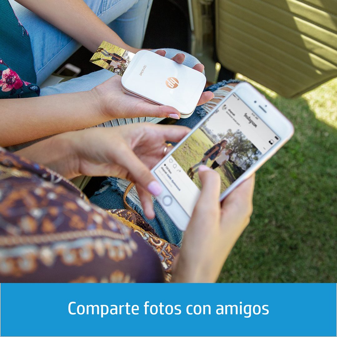 HP Sprocket Mobile Photo Printer (No Ink Printing, Bluetooth, 2 x 3 inch Prints) White