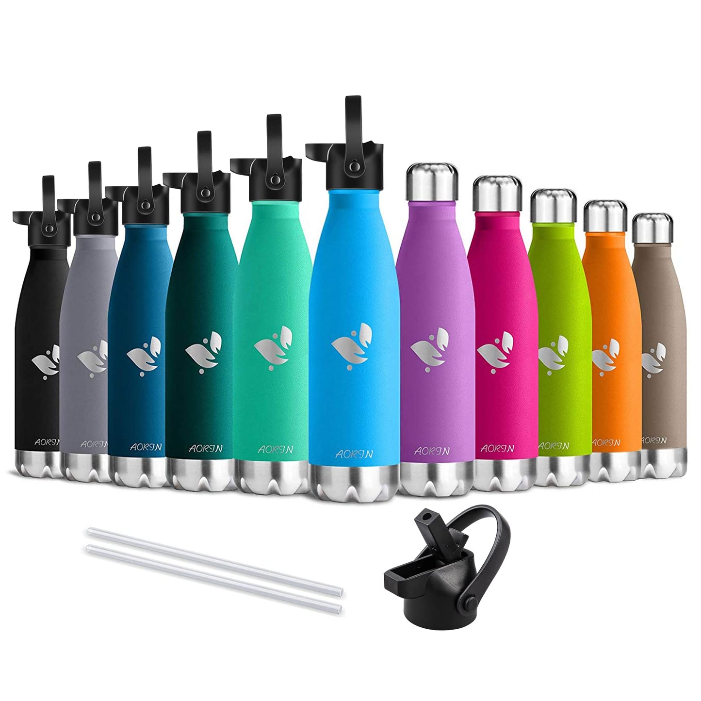 AORIN Vacuum Insulated Water Bottle - 500ml - BPA-Free, 24 Hrs Cold & 12 Hrs Hot, Ideal Thermos Bottle for Kids, School, Sports, Outdoor, Bike, Fitness