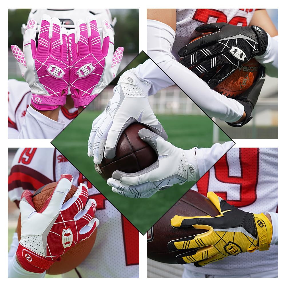 Seibertron Pro 3.0 Elite Ultra-Stick Sports Receiver Gloves American Football Gloves Youth and Adult Pink XS