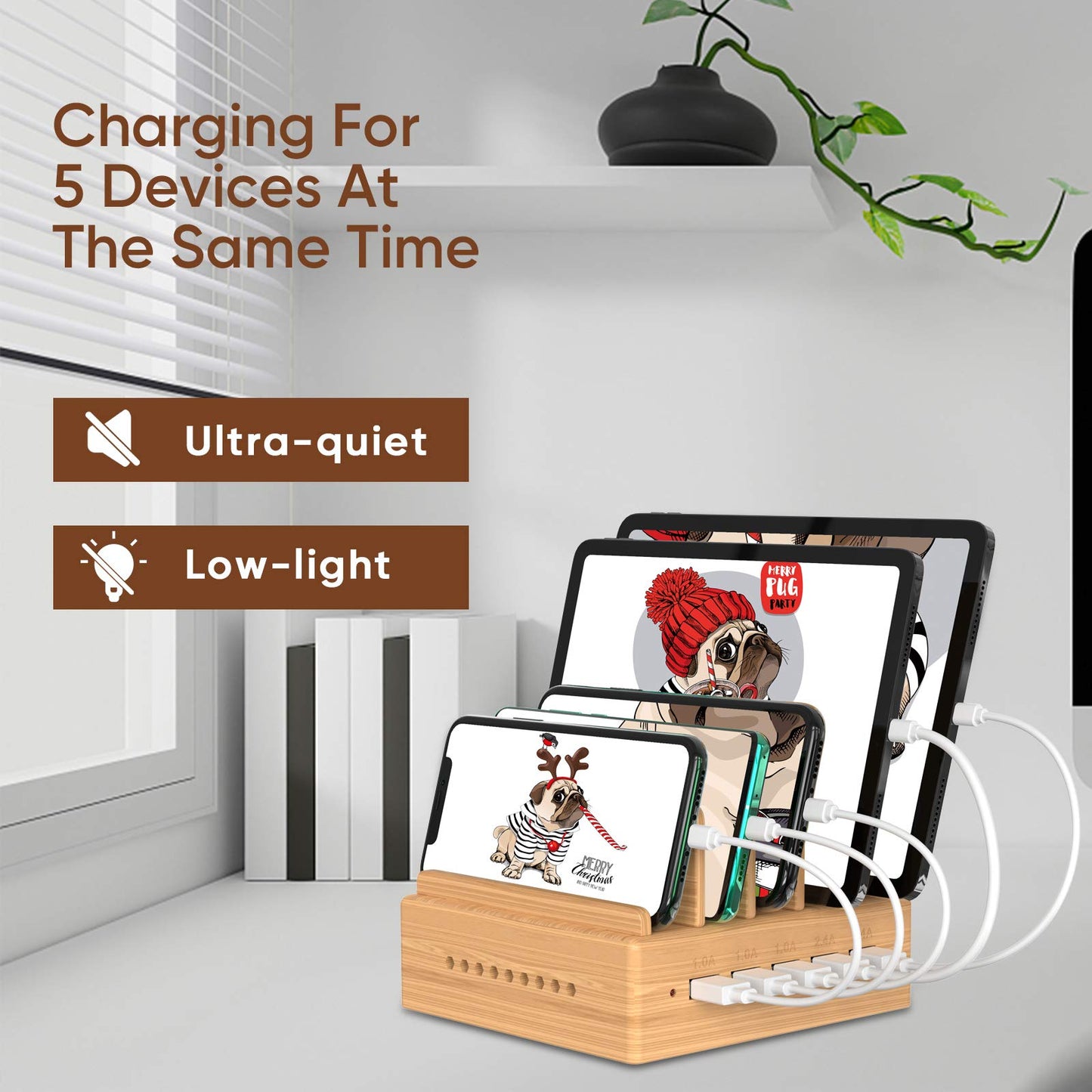 Alltripal charging station Multiple bamboo devices with 5 USB ports charger Multiple mobile phone charging station USB Multiple