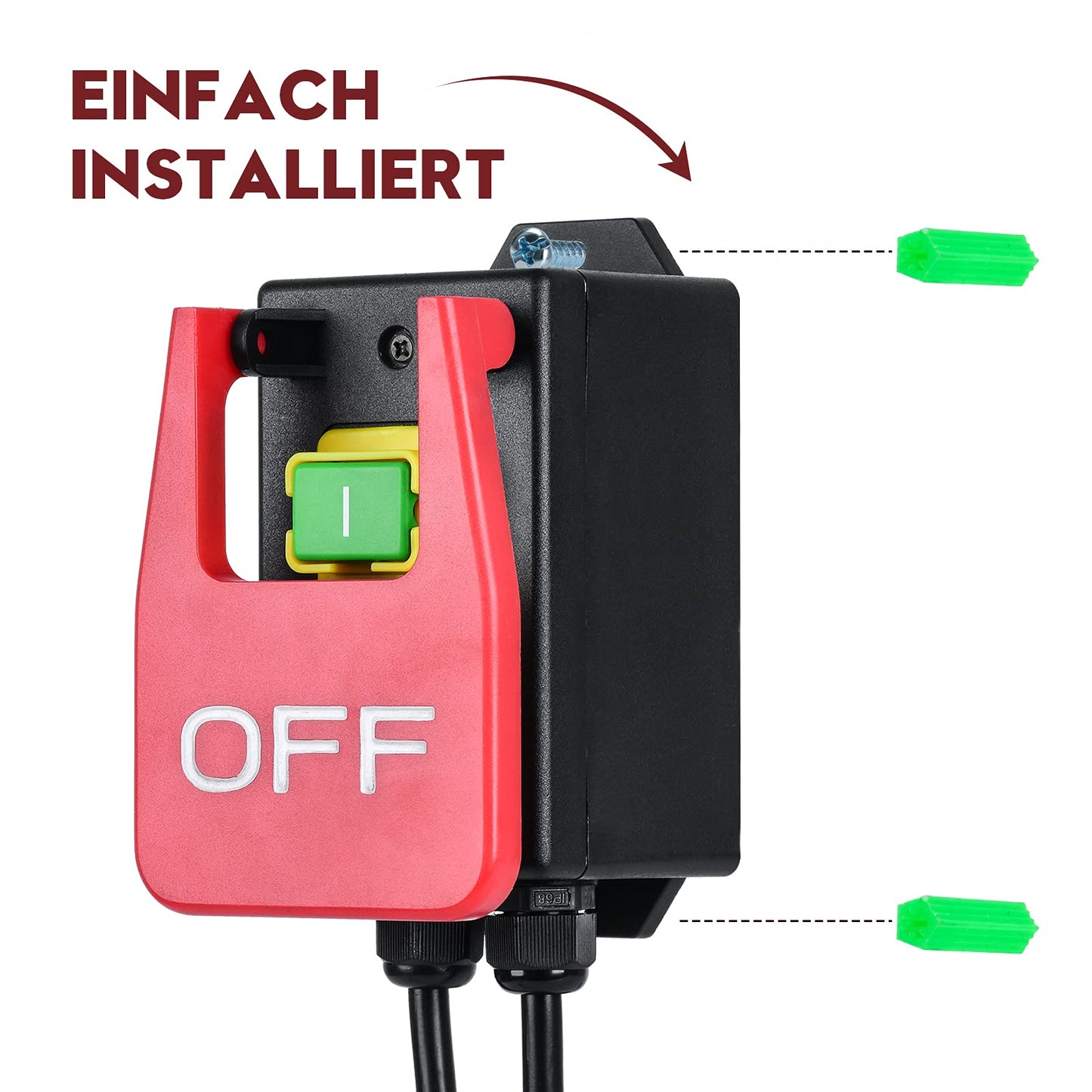 220V Single Phase On/Off Switch, Briidea Safety Switch Zero-Voltage Switch with Socket, Machine Switch for Quickly Shutting off Router Table and Other Electrical Devices.