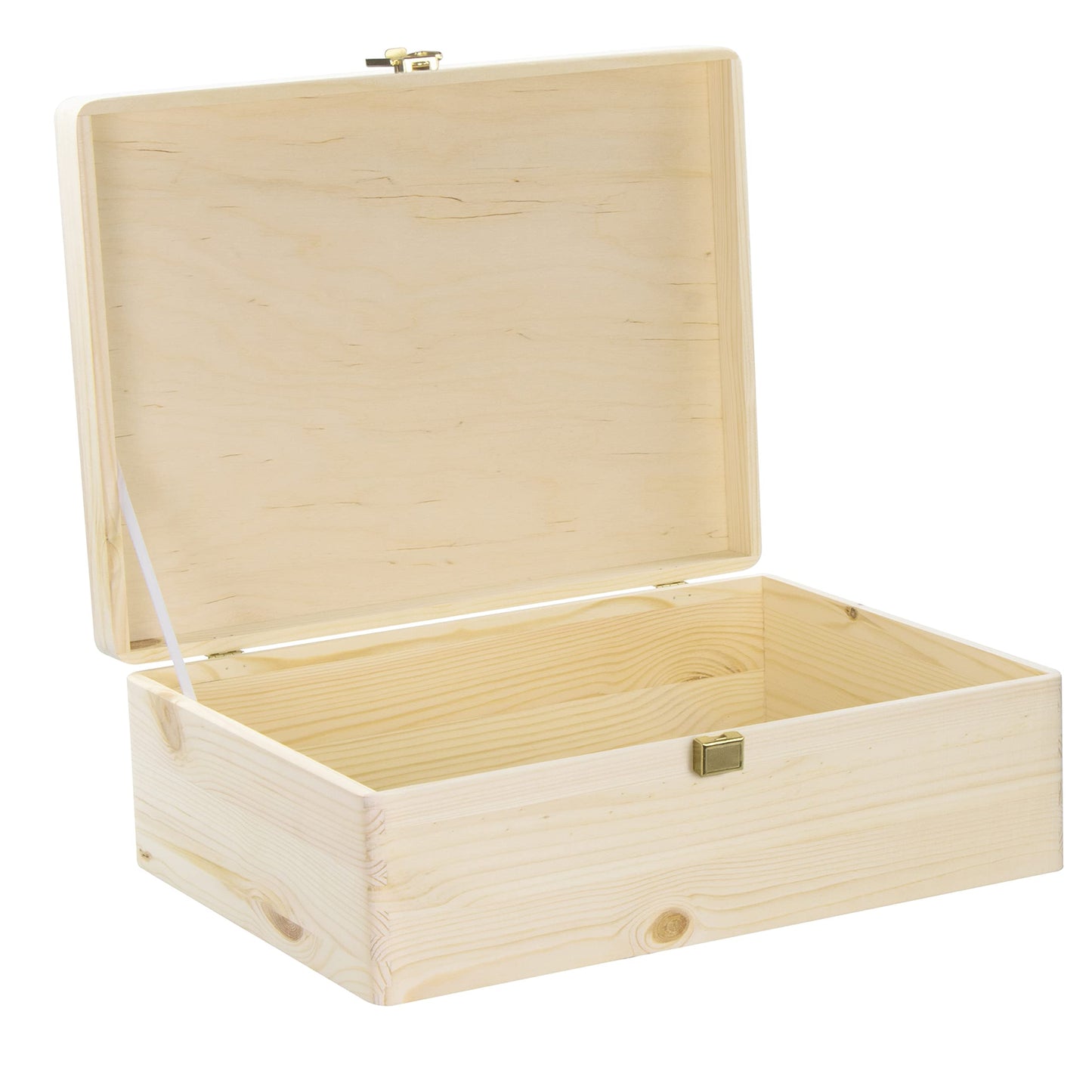 LAUBLUST wooden box with lid & lock - 40x30x14cm, natural - storage box | memory box, FSC® | crafting & gift box