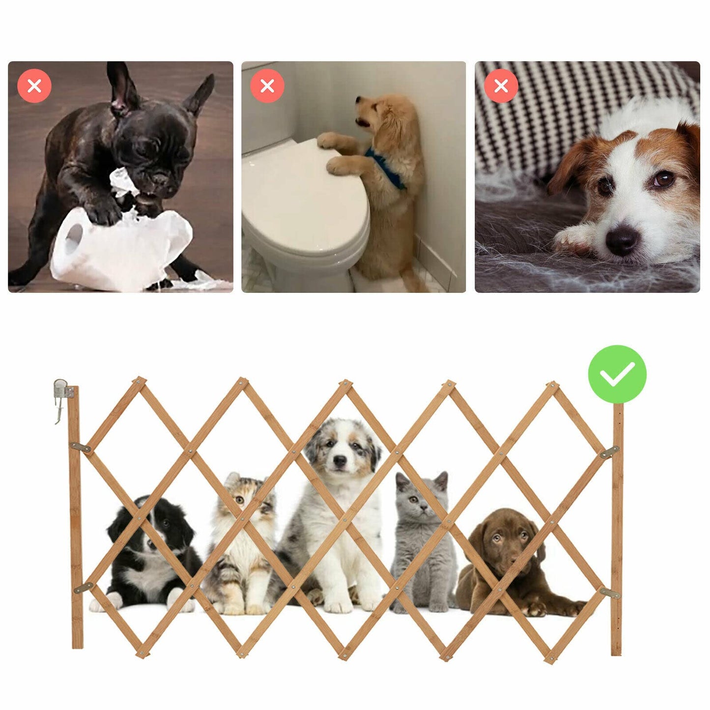 AllRight Dog barrier gate Dog gate Pet gate Staircase safety gate Wooden Mounting hardware 75 x 105 cm