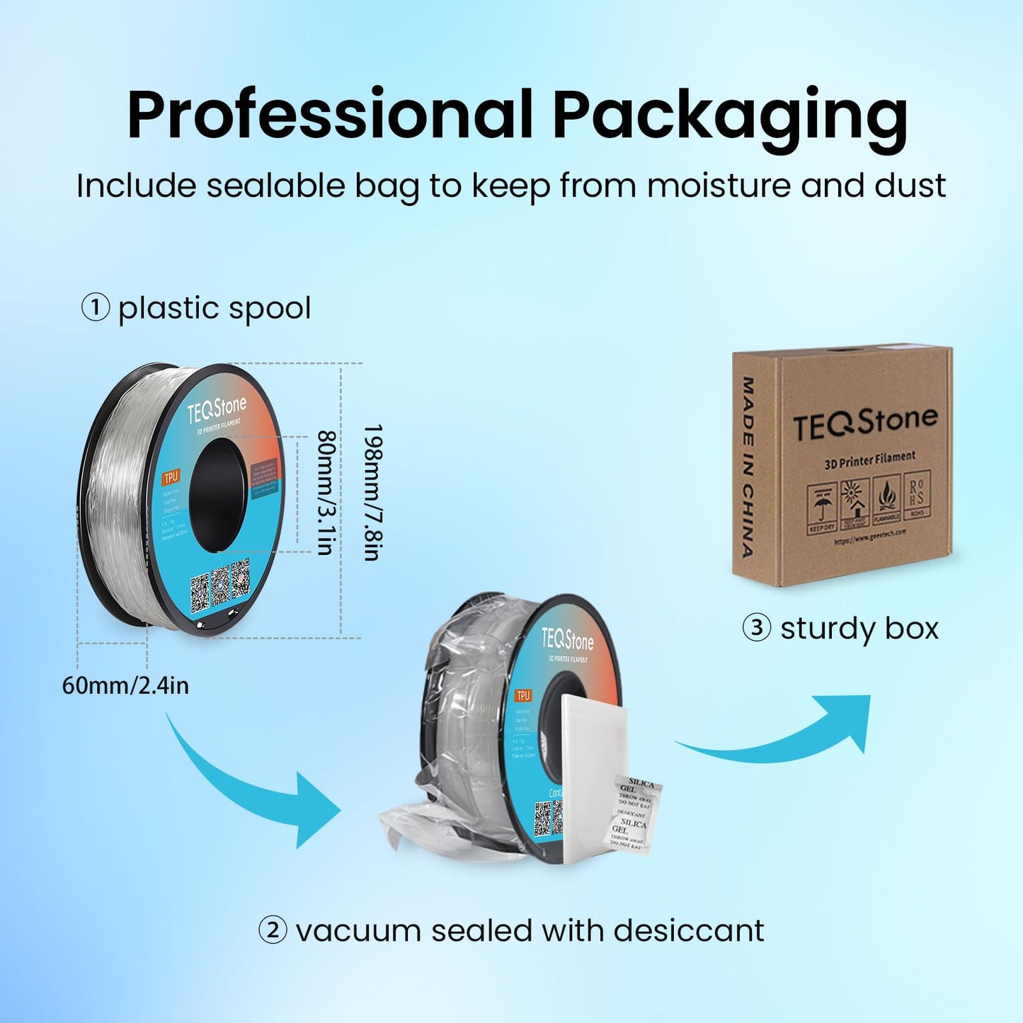 TEQStone TPU filament 1.75mm New Purple 1kg spool 95A Flexible Soft 3D printer filament Accuracy +/-0.03mm Vacuum packed