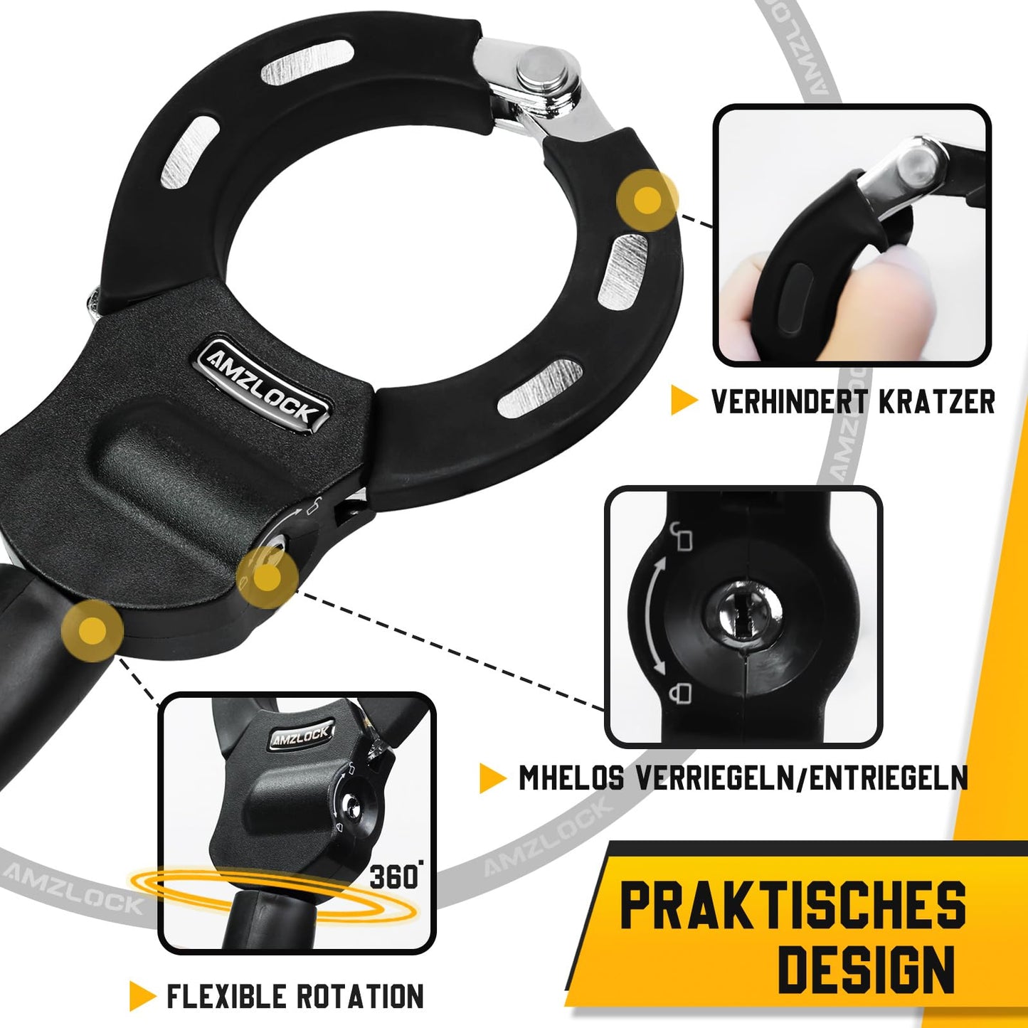 AMZLOCK E Scooter Lock with Bag | 8mm Thick Chain Lock | Handcuff Lock for E Scooter | with 3 Keys | 1.6kg/75cm High Security Lock