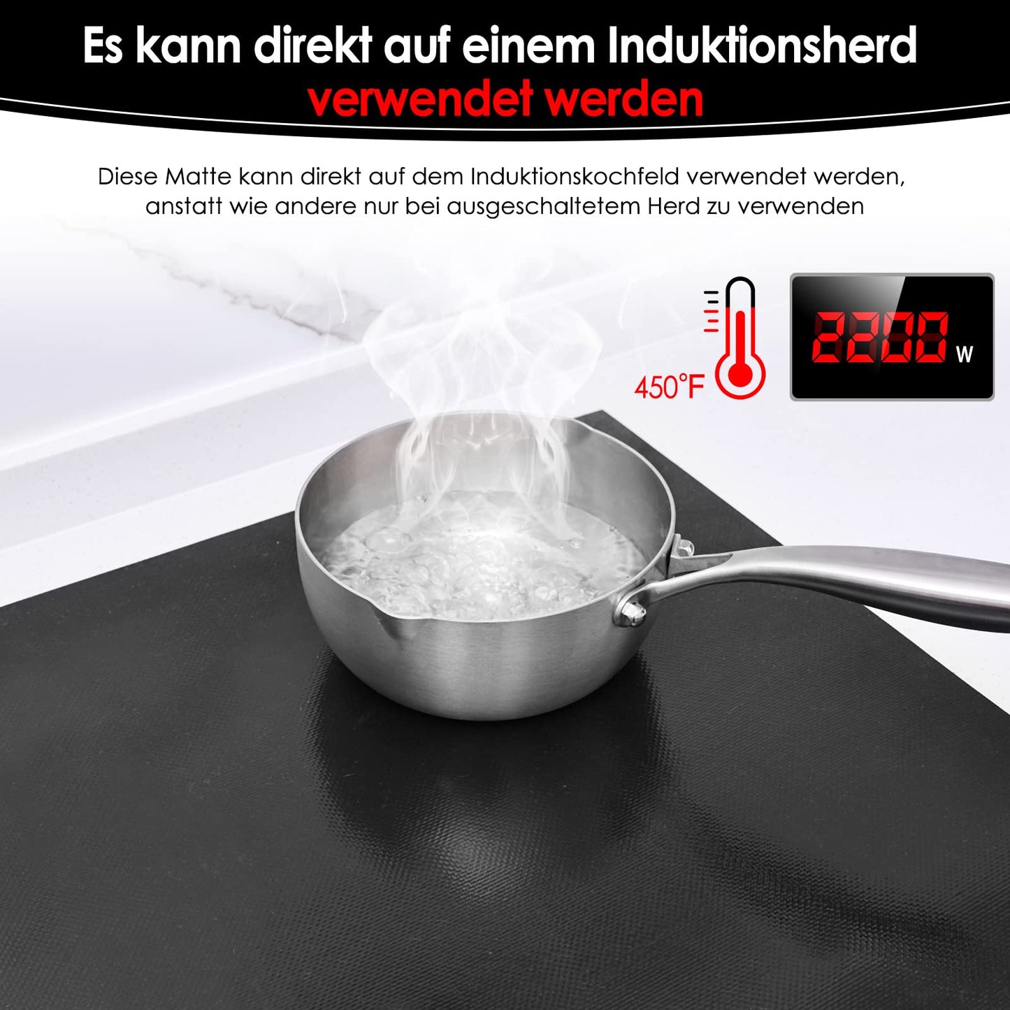 KitchenRaku Large Induction Protection Mat, Silicone Induction Cooktop Protection Mat (magnetic) Cooktop Scratch Protection for Induction Stove, Multifunctional Silicone Mats (61x53cm, Pure Black)