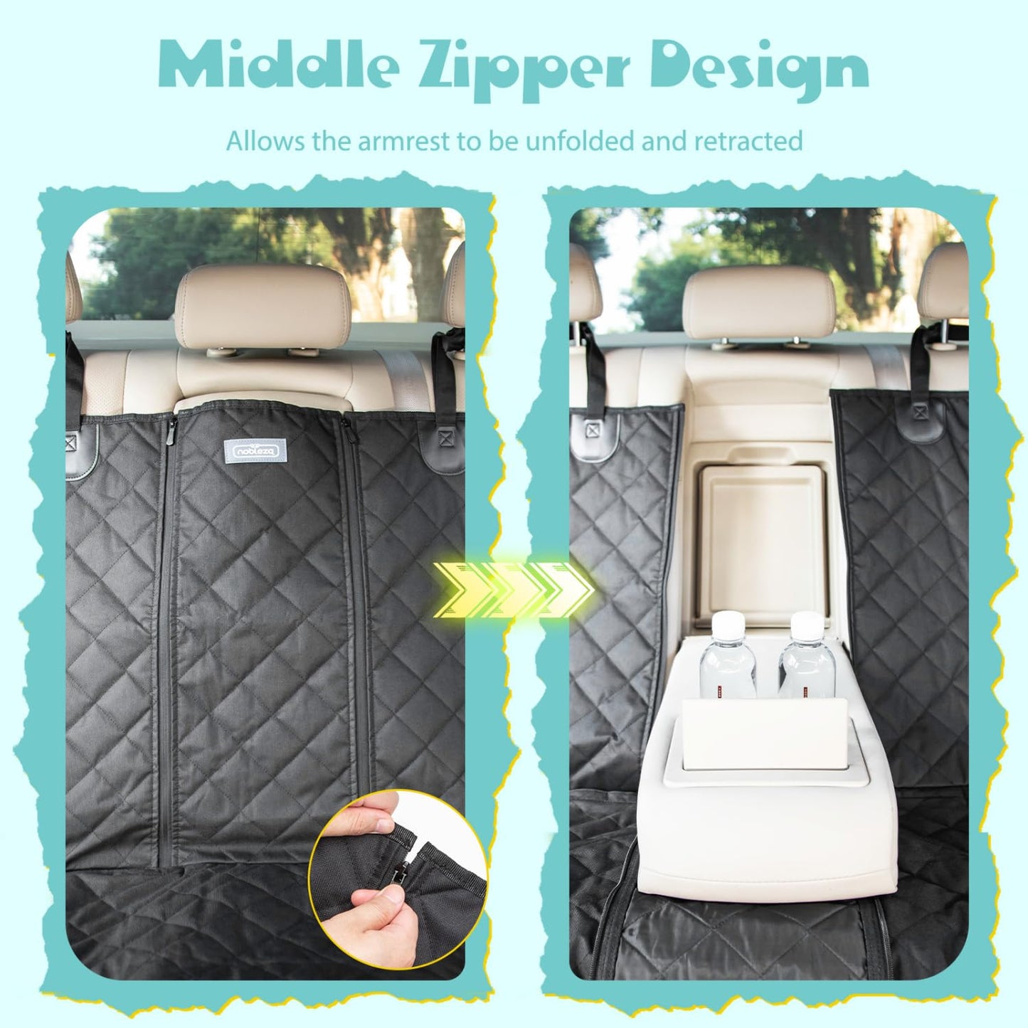 Nobility Dog Blanket for Car Back Seat Waterproof, Armrest Compatible Car Seat Covers for Dogs, Scratch-Resistant Dog Car Seat Cover for Back Seat, 137 x 121cm Universal Dog Car Mat for Back Seat