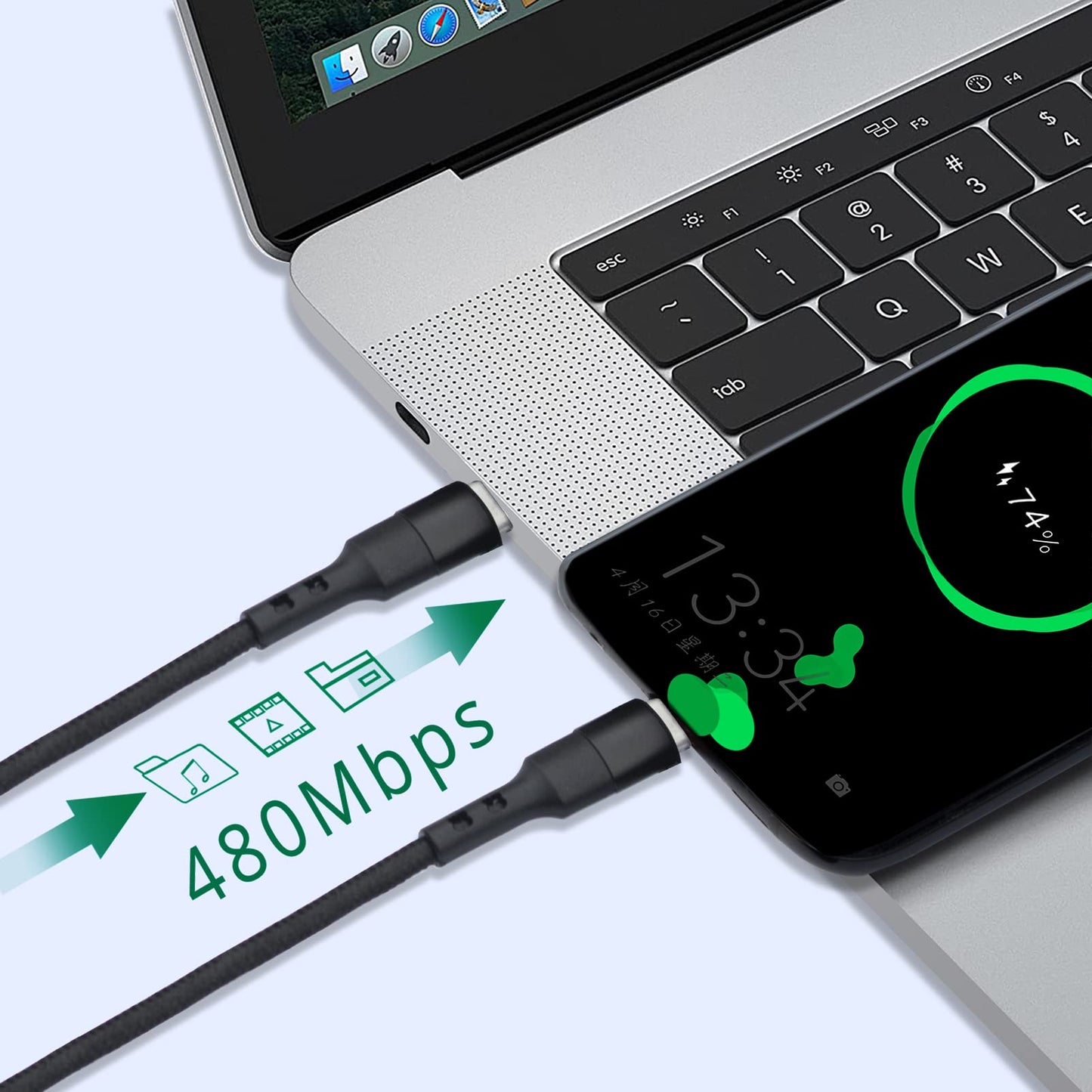 30cm USB C to USB C Cable, 3-Pack 12 inch 20V 3A Type C PD Fast Charging Cable Compatible with Samsung Galaxy S20/S9 Ultra Note 20, Pixel 4/3 XL.