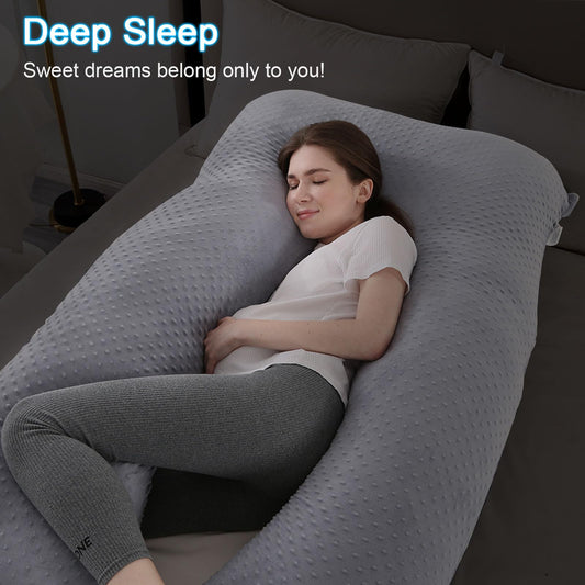 SHANNA Pregnancy Pillow U-Shape Side Sleeper Pillow Nursing Pillow Feeding Pillow with Minky Dot Cover, Large Support Pillow, Comfort Pillow for Adults, Body Pillow for Sleeping and Motherhood.