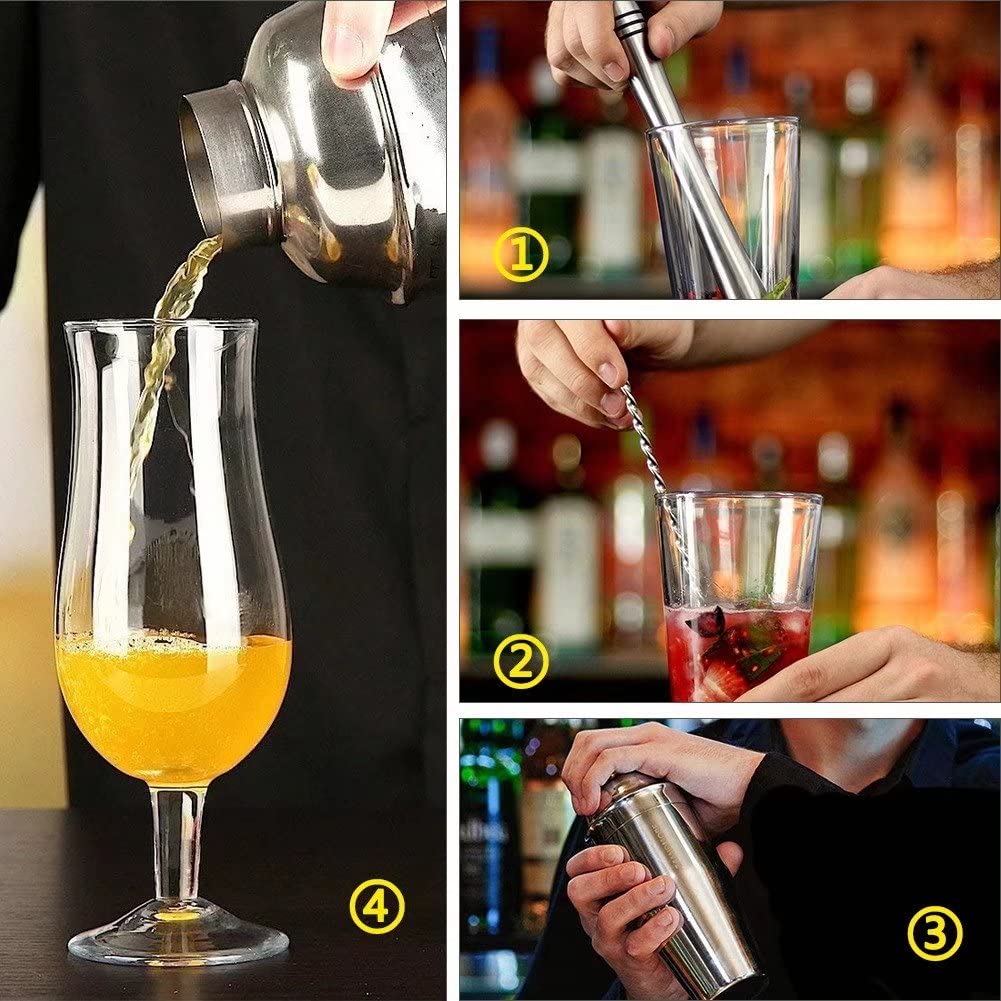 Cocktail shaker gift stainless steel 23 piece cocktail set bar accessories cocktail set 750 ML cocktail shaker with wooden stand for bartender men and women, perfect for home or bar.