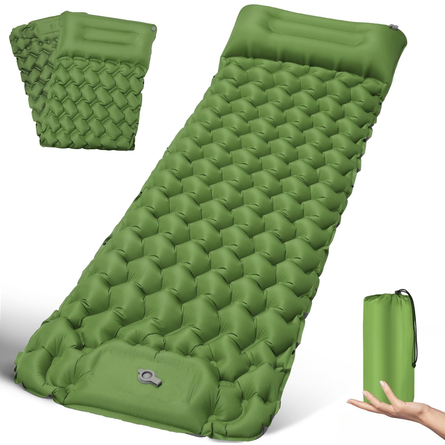 Self-inflating sleeping pad camping air mattress 200 * 68CM Ultra-light camping mat with pillow Portable air cell mat Waterproof sleeping mat for outdoor, hiking, tent, beach