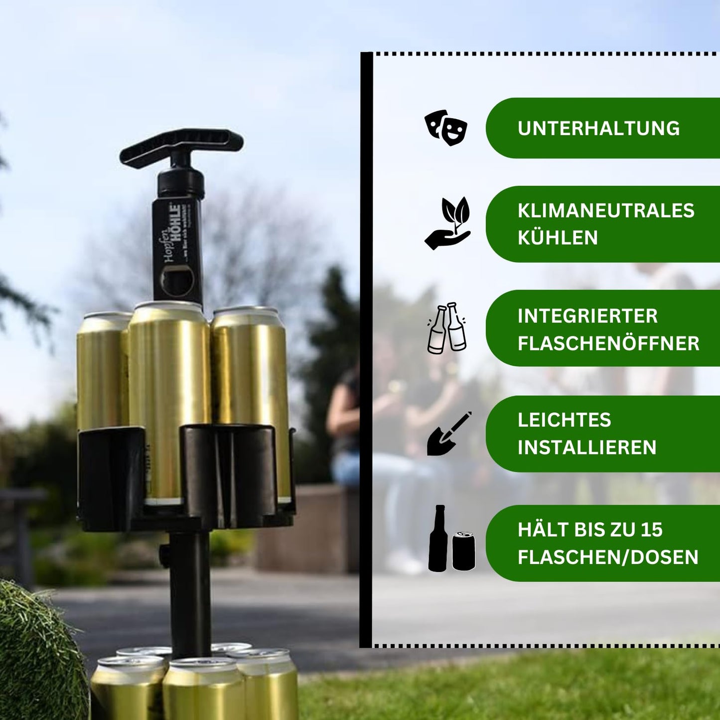HopfenHöhle - The Original! (No elevator) I Outdoor Ground Beer Cooler I Up to 15 Different Bottles (0.33/0.5 l) I Easy Installation I Robust Materials I Incl. Game