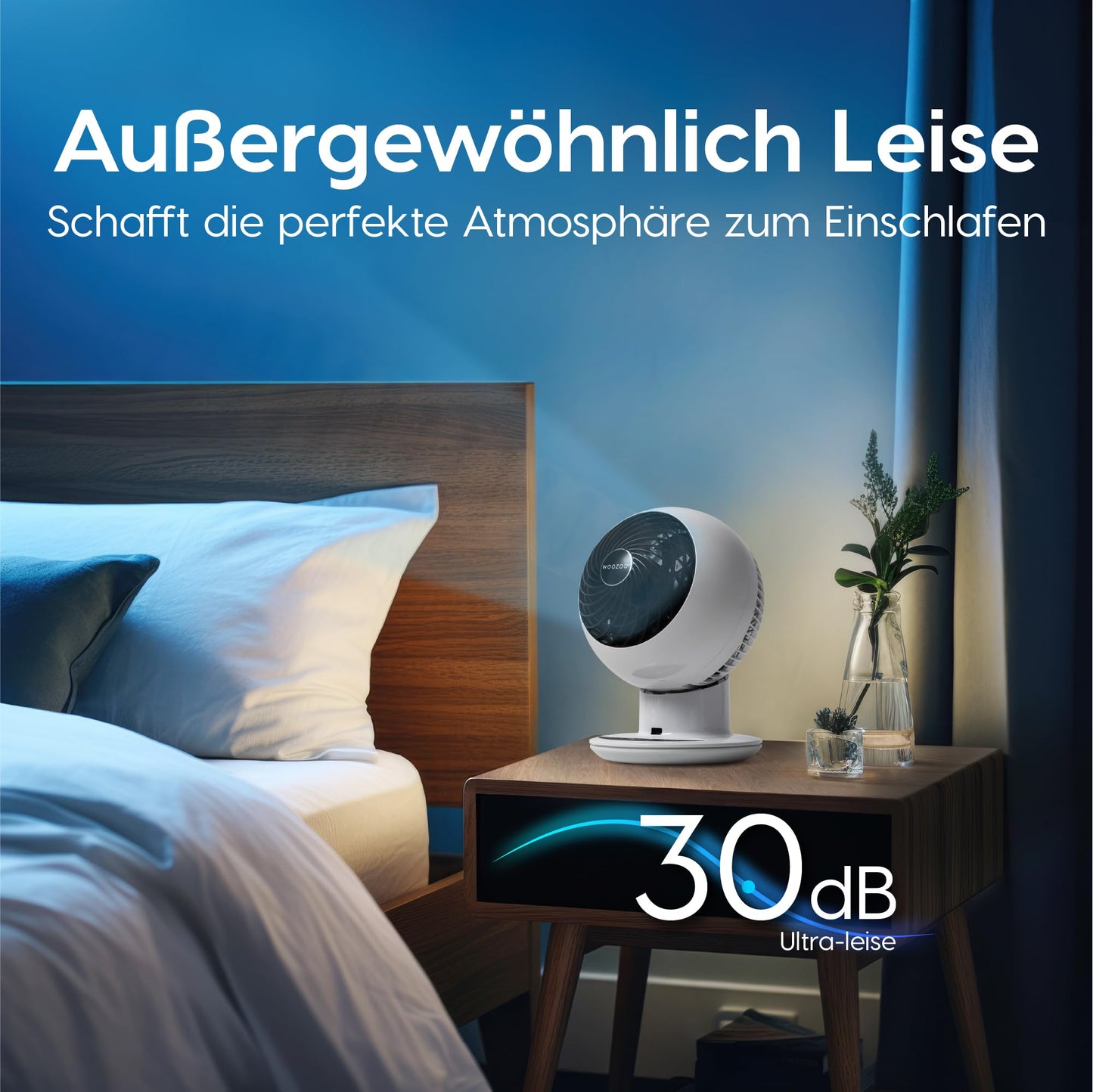 Iris Ohyama Woozoo, 30m², Fan, White, 5 speeds, Remote control, Oscillating, quiet, Table Fan, Desk Fan, Floor Fan, portable, Cooling, PCF-SC15T